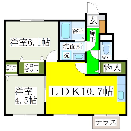西牟田駅 徒歩84分 1階の物件間取画像